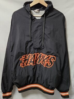 Black Vintage Legends Athletics Pullover Hoodie with Orange 'HAWKS' Appliqué